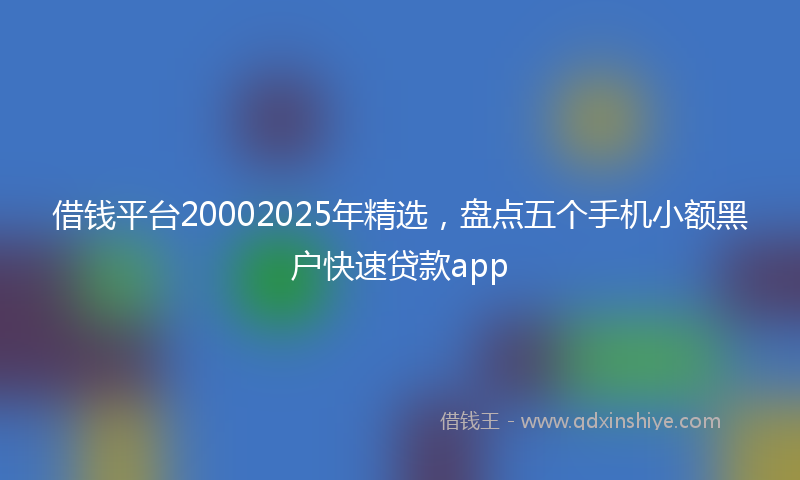借钱平台20002025年精选，盘点五个手机小额黑户快速贷款app
