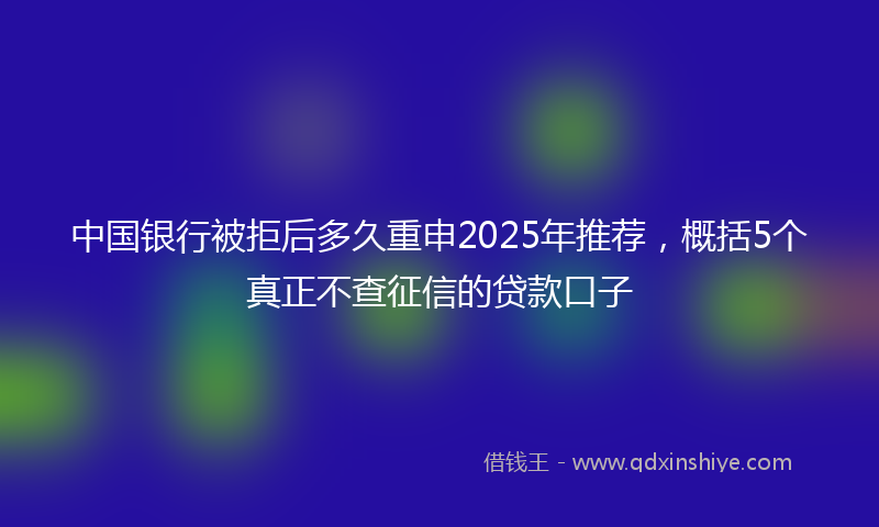 中国银行被拒后多久重申2025年推荐,概括5个真正不查征信的贷款口子