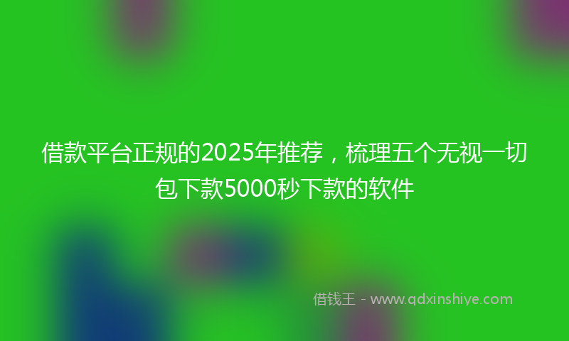 借款平台正规的2025年推荐，梳理五个无视一切包下款5000秒下款的软件