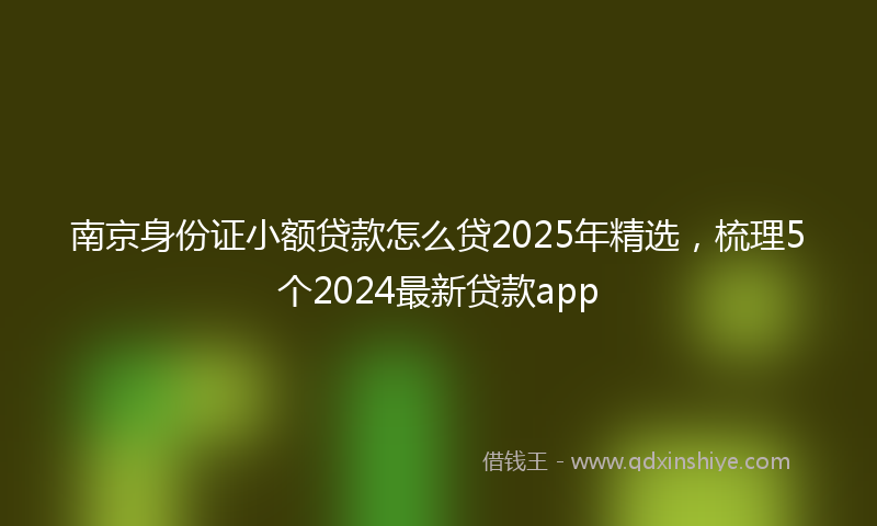 南京身份证小额贷款怎么贷2025年精选，梳理5个2024最新贷款app
