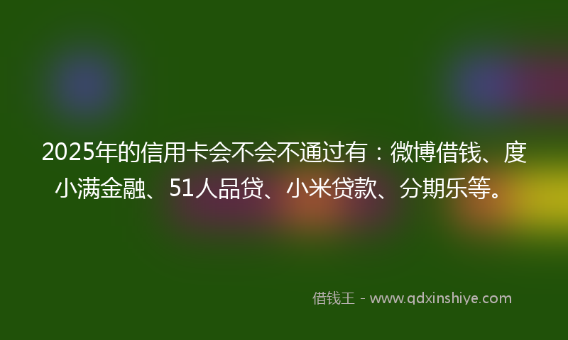 2025年的信用卡会不会不通过有：微博借钱、度小满金融、51人品贷、小米贷款、分期乐等。