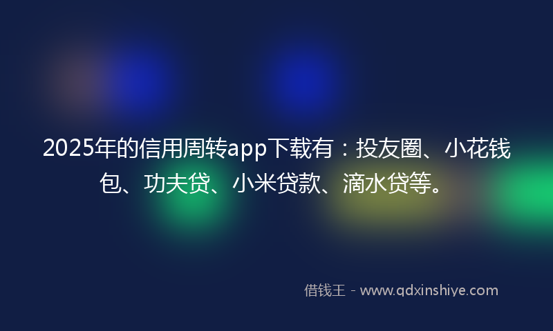 2025年的信用周转app下载有：投友圈、小花钱包、功夫贷、小米贷款、滴水贷等。