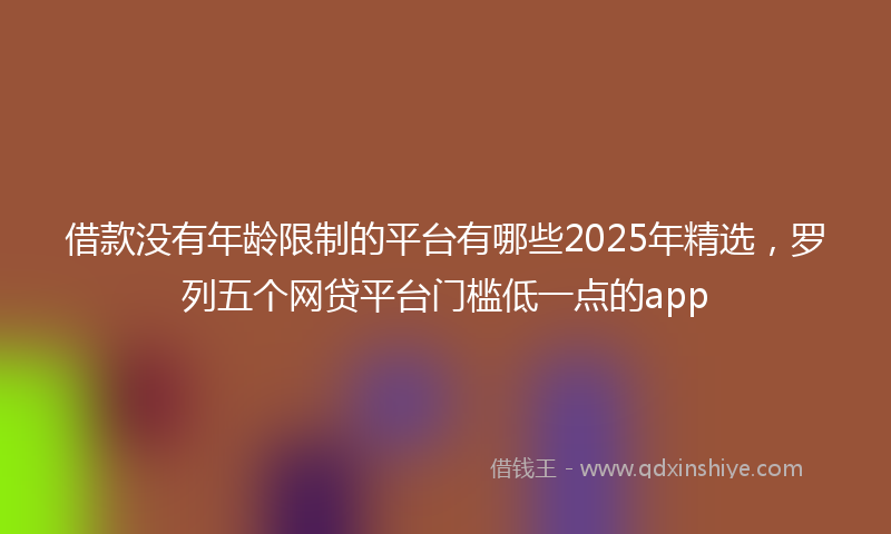借款没有年龄限制的平台有哪些2025年精选，罗列五个网贷平台门槛低一点的app