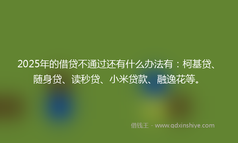 2025年的借贷不通过还有什么办法有：柯基贷、随身贷、读秒贷、小米贷款、融逸花等。
