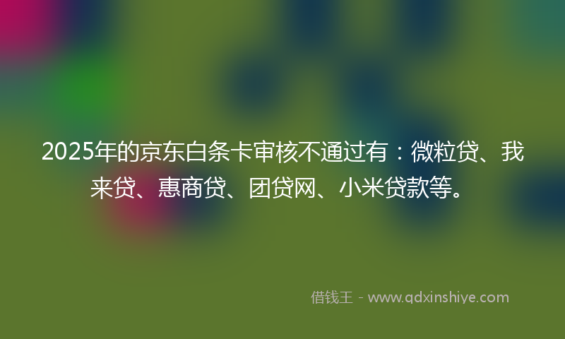 2025年的京东白条卡审核不通过有：微粒贷、我来贷、惠商贷、团贷网、小米贷款等。