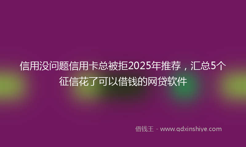 信用没问题信用卡总被拒2025年推荐，汇总5个征信花了可以借钱的网贷软件