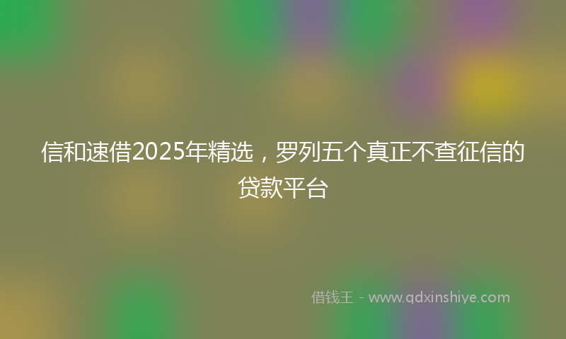 信和速借2025年精选，罗列五个真正不查征信的贷款平台