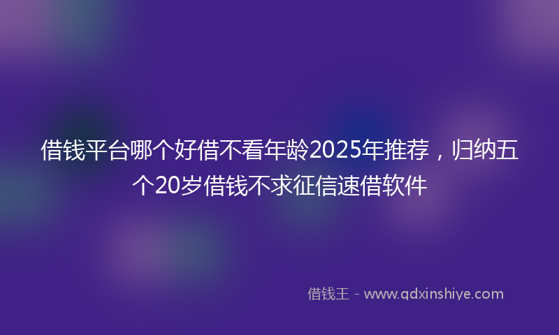 借钱平台哪个好借不看年龄2025年推荐，归纳五个20岁借钱不求征信速借软件