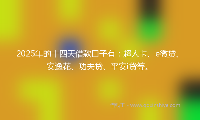 2025年的十四天借款口子有：超人卡、e微贷、安逸花、功夫贷、平安i贷等。