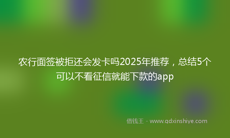 农行面签被拒还会发卡吗2025年推荐，总结5个可以不看征信就能下款的app