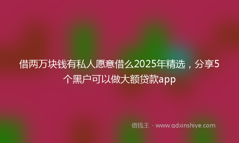 借两万块钱有私人愿意借么2025年精选，分享5个黑户可以做大额贷款app