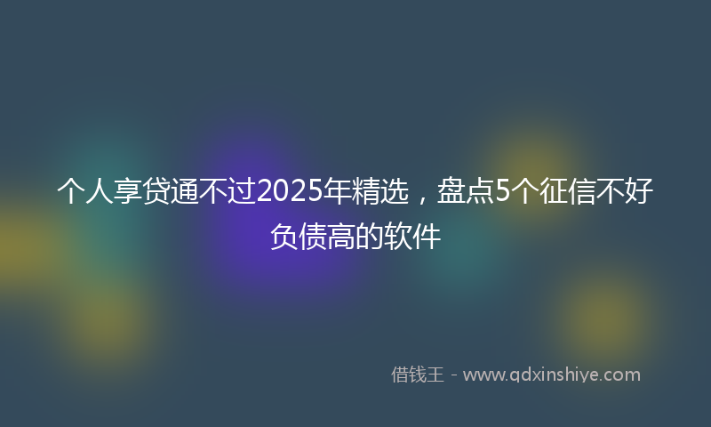 个人享贷通不过2025年精选，盘点5个征信不好负债高的软件