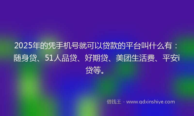 2025年的凭手机号就可以贷款的平台叫什么有：随身贷、51人品贷、好期贷、美团生活费、平安i贷等。