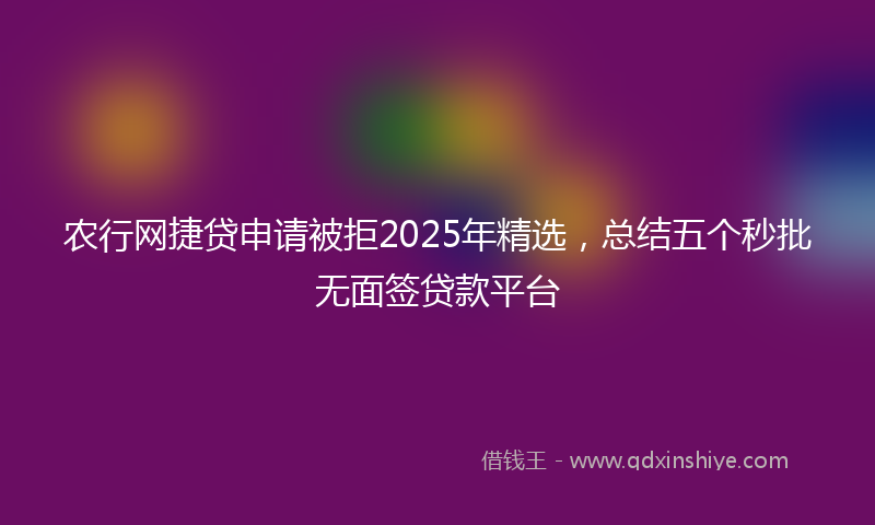 农行网捷贷申请被拒2025年精选，总结五个秒批无面签贷款平台