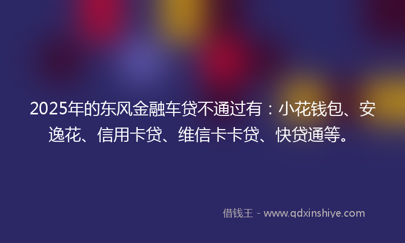 2025年的东风金融车贷不通过有：小花钱包、安逸花、信用卡贷、维信卡卡贷、快贷通等。