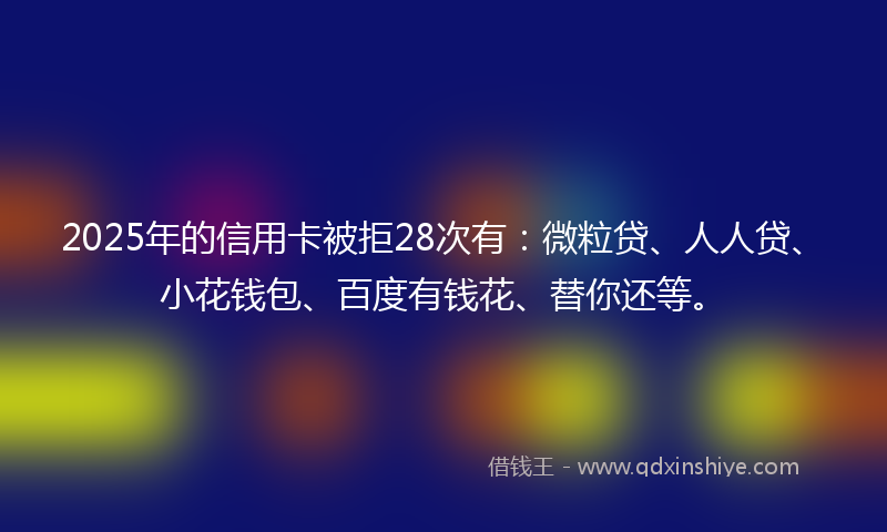 2025年的信用卡被拒28次有：微粒贷、人人贷、小花钱包、百度有钱花、替你还等。