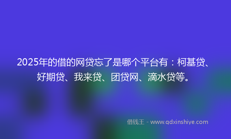 2025年的借的网贷忘了是哪个平台有：柯基贷、好期贷、我来贷、团贷网、滴水贷等。