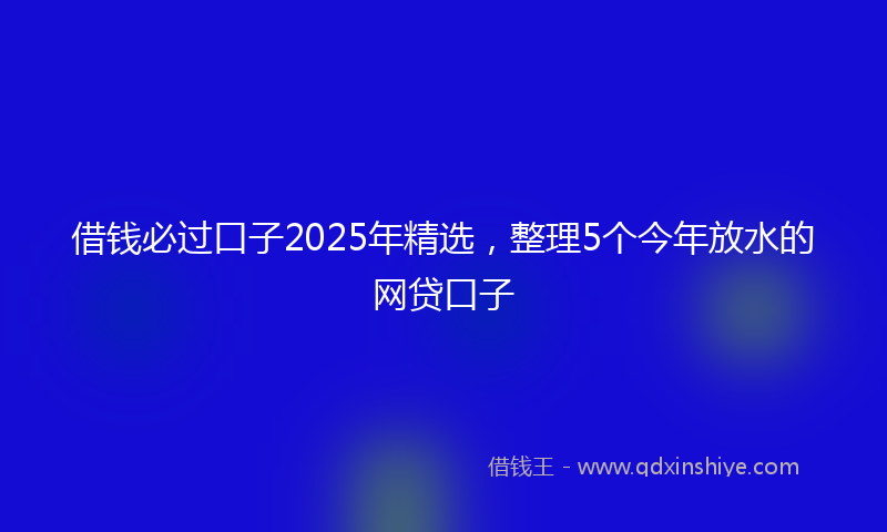 借钱必过口子2025年精选，整理5个今年放水的网贷口子