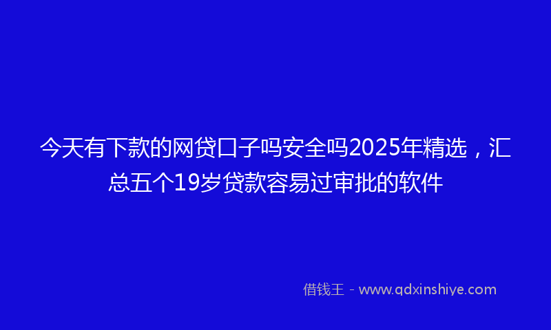 今天有下款的网贷口子吗安全吗2025年精选，汇总五个19岁贷款容易过审批的软件