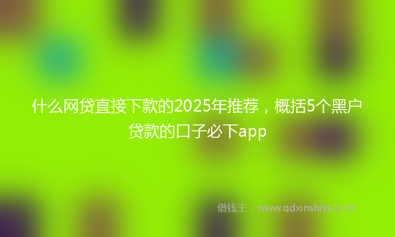 什么网贷直接下款的2025年推荐，概括5个黑户贷款的口子必下app