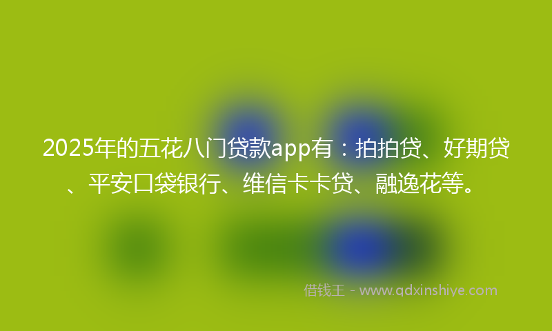 2025年的五花八门贷款app有：拍拍贷、好期贷、平安口袋银行、维信卡卡贷、融逸花等。