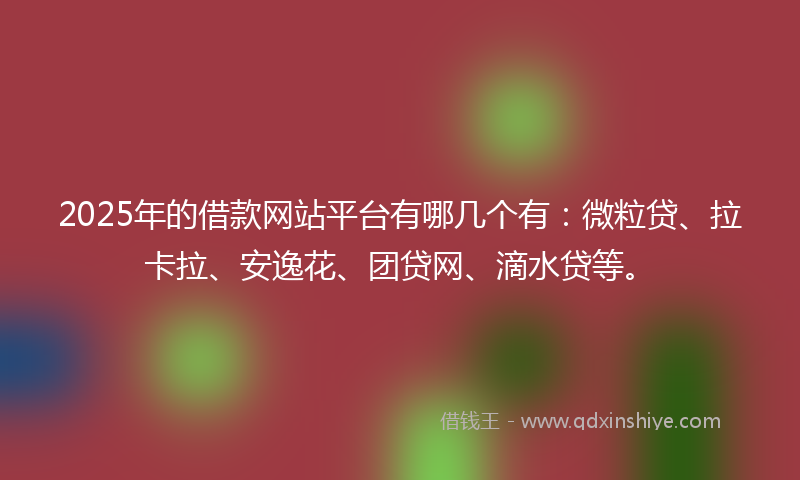 2025年的借款网站平台有哪几个有：微粒贷、拉卡拉、安逸花、团贷网、滴水贷等。