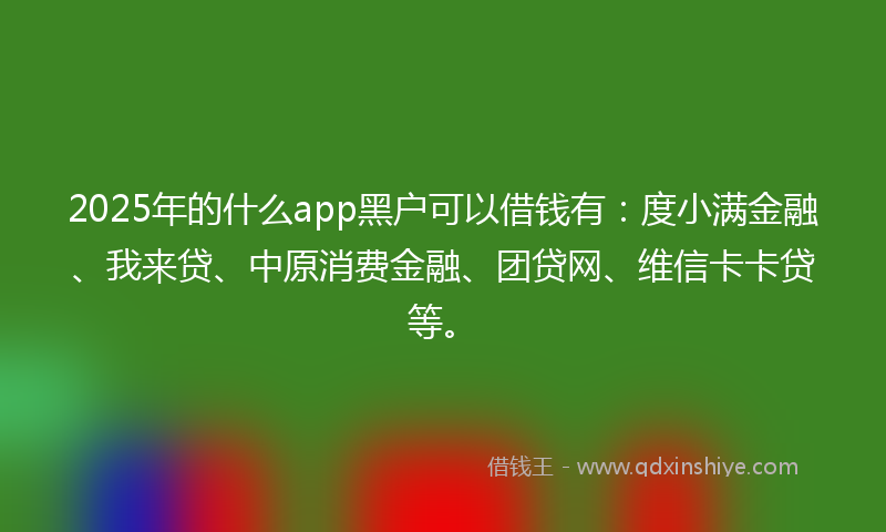 2025年的什么app黑户可以借钱有：度小满金融、我来贷、中原消费金融、团贷网、维信卡卡贷等。