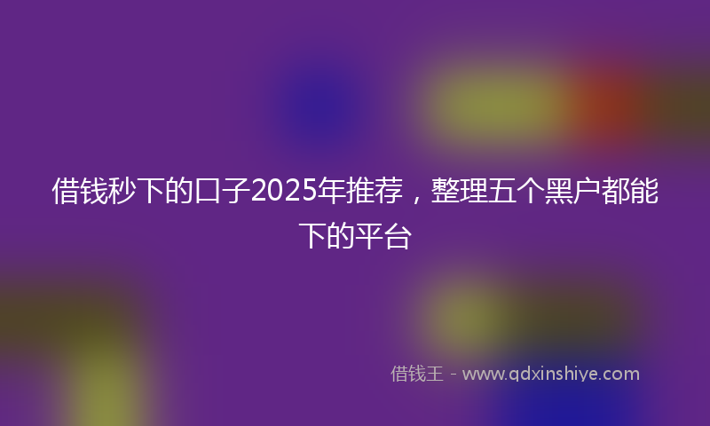 借钱秒下的口子2025年推荐，整理五个黑户都能下的平台