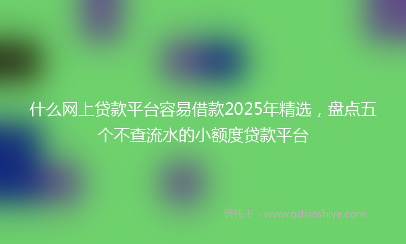 什么网上贷款平台容易借款2025年精选，盘点五个不查流水的小额度贷款平台
