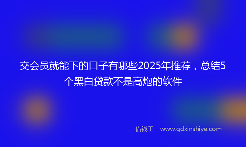 交会员就能下的口子有哪些2025年推荐，总结5个黑白贷款不是高炮的软件