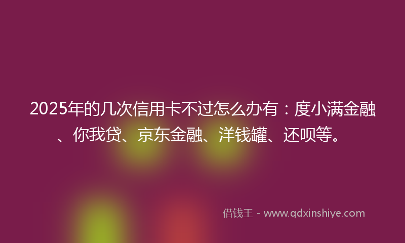 2025年的几次信用卡不过怎么办有：度小满金融、你我贷、京东金融、洋钱罐、还呗等。