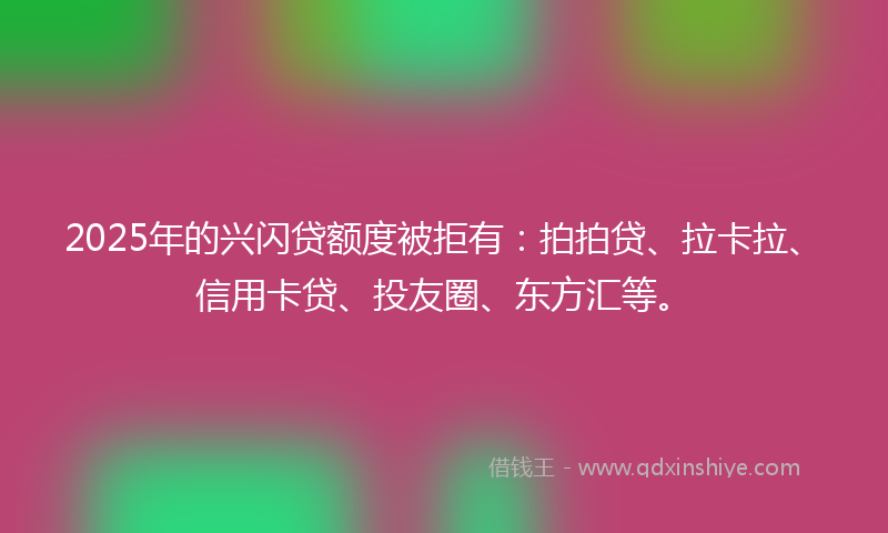 2025年的兴闪贷额度被拒有：拍拍贷、拉卡拉、信用卡贷、投友圈、东方汇等。