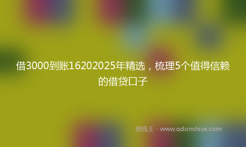 借3000到账16202025年精选，梳理5个值得信赖的借贷口子