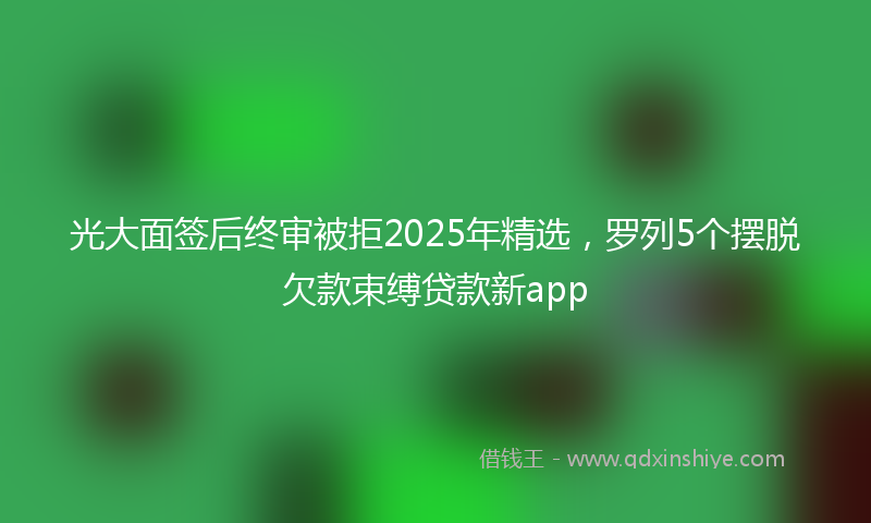 光大面签后终审被拒2025年精选，罗列5个摆脱欠款束缚贷款新app