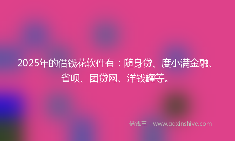 2025年的借钱花软件有：随身贷、度小满金融、省呗、团贷网、洋钱罐等。