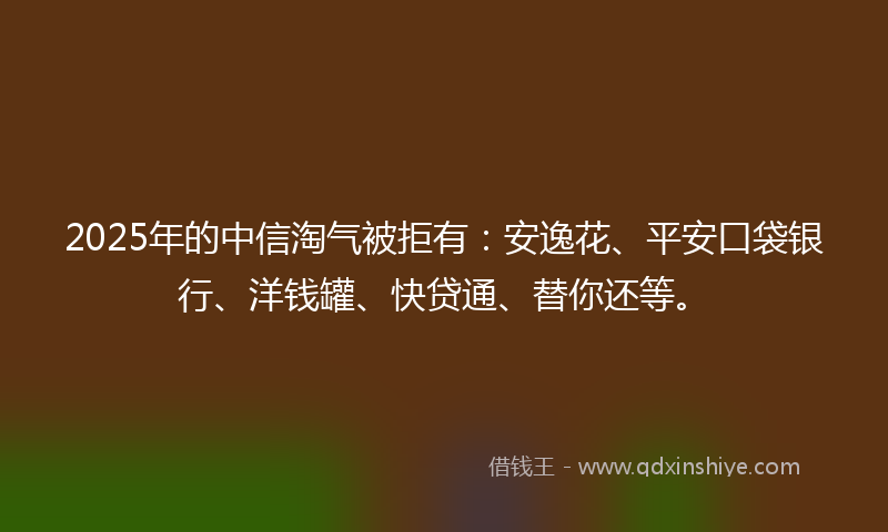 2025年的中信淘气被拒有：安逸花、平安口袋银行、洋钱罐、快贷通、替你还等。