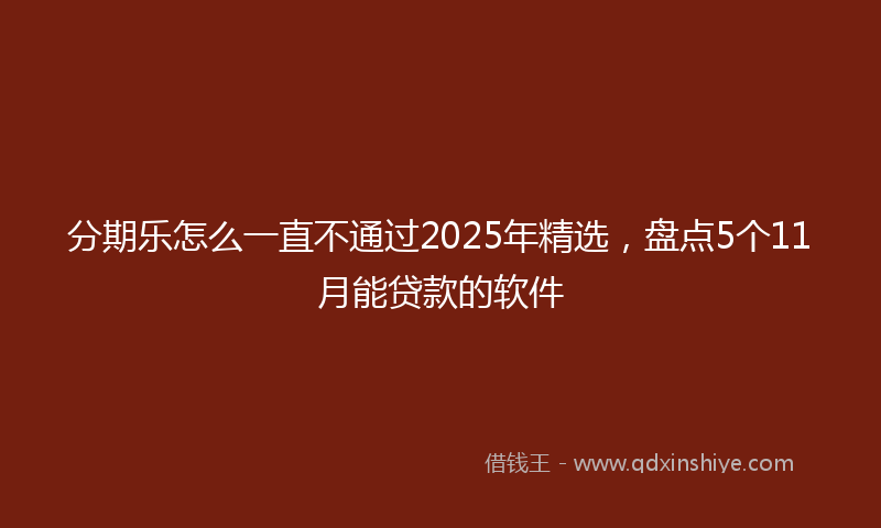 分期乐怎么一直不通过2025年精选，盘点5个11月能贷款的软件