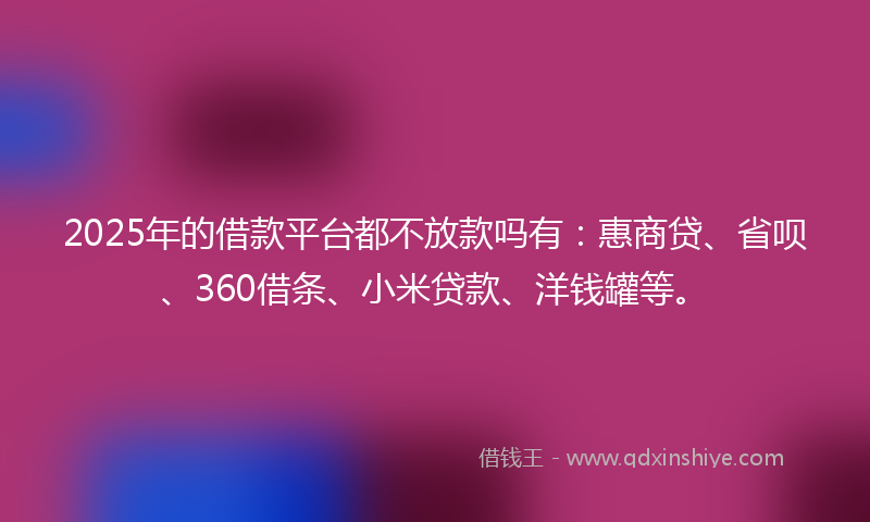 2025年的借款平台都不放款吗有：惠商贷、省呗、360借条、小米贷款、洋钱罐等。