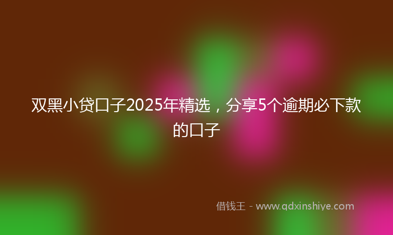 双黑小贷口子2025年精选，分享5个逾期必下款的口子