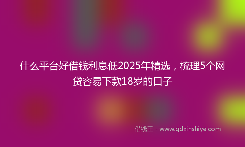 什么平台好借钱利息低2025年精选，梳理5个网贷容易下款18岁的口子