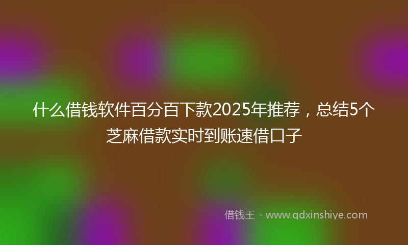 什么借钱软件百分百下款2025年推荐，总结5个芝麻借款实时到账速借口子