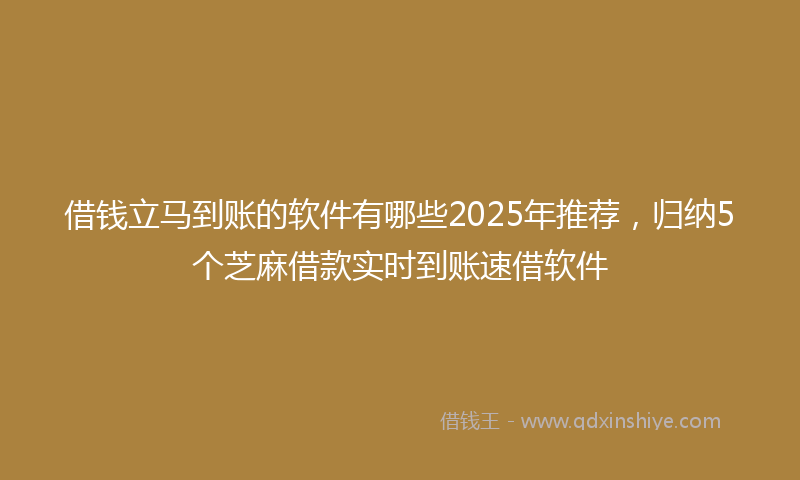 借钱立马到账的软件有哪些2025年推荐，归纳5个芝麻借款实时到账速借软件