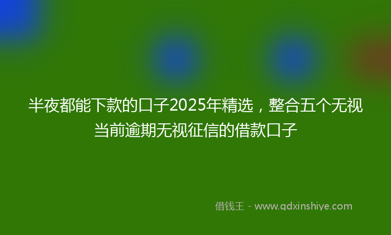 半夜都能下款的口子2025年精选，整合五个无视当前逾期无视征信的借款口子