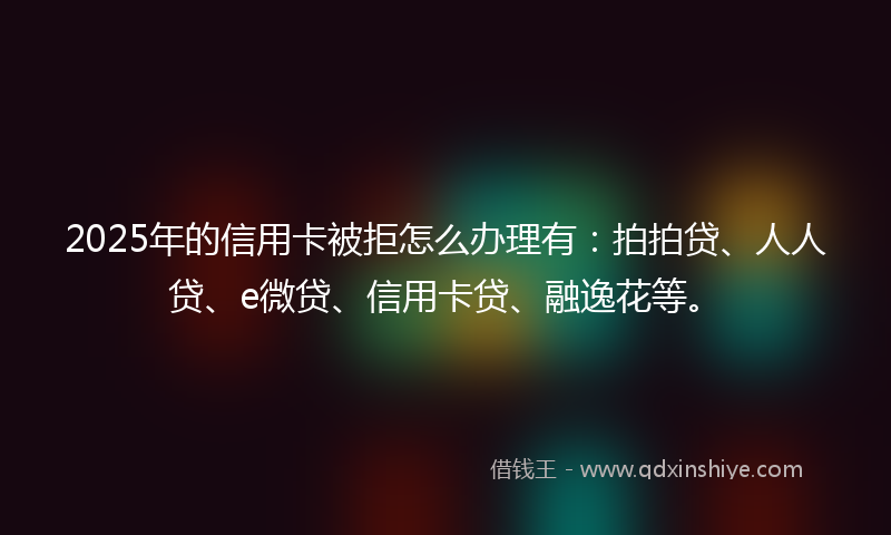 2025年的信用卡被拒怎么办理有：拍拍贷、人人贷、e微贷、信用卡贷、融逸花等。