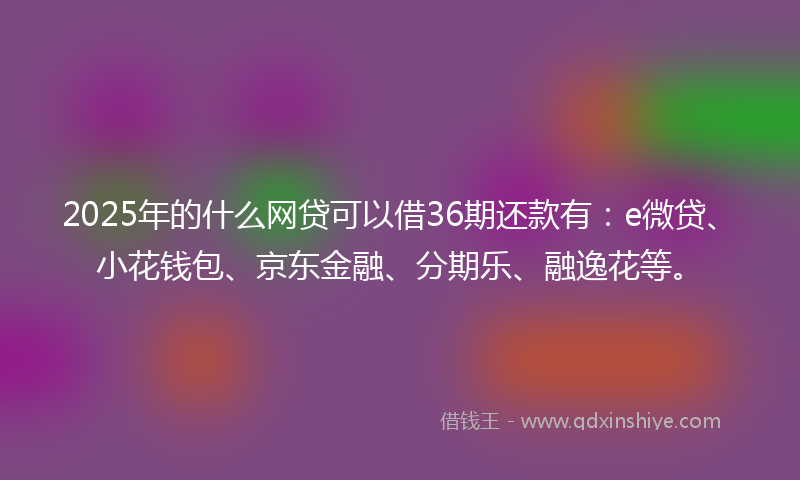 2025年的什么网贷可以借36期还款有：e微贷、小花钱包、京东金融、分期乐、融逸花等。