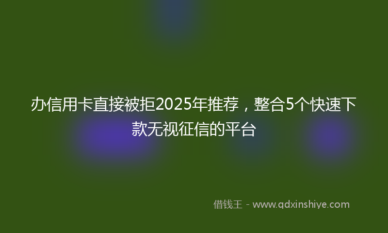 办信用卡直接被拒2025年推荐，整合5个快速下款无视征信的平台