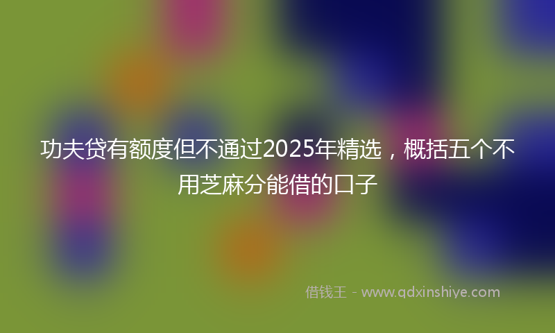 功夫贷有额度但不通过2025年精选，概括五个不用芝麻分能借的口子