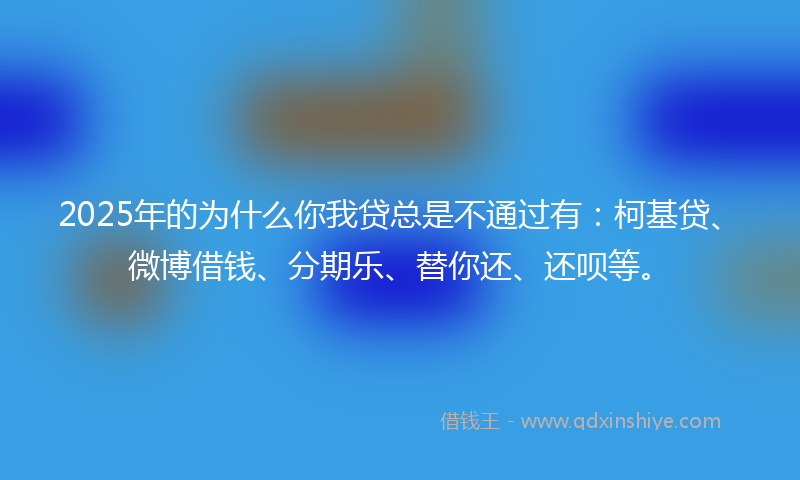 2025年的为什么你我贷总是不通过有：柯基贷、微博借钱、分期乐、替你还、还呗等。