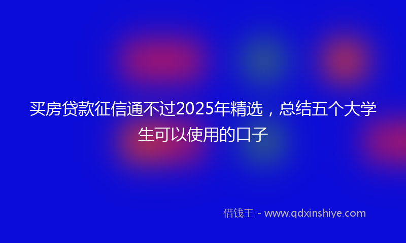 买房贷款征信通不过2025年精选，总结五个大学生可以使用的口子