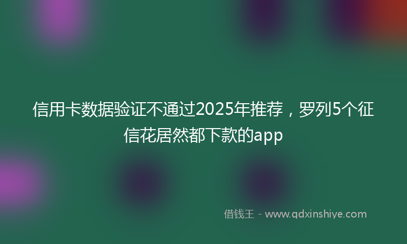 信用卡数据验证不通过2025年推荐，罗列5个征信花居然都下款的app